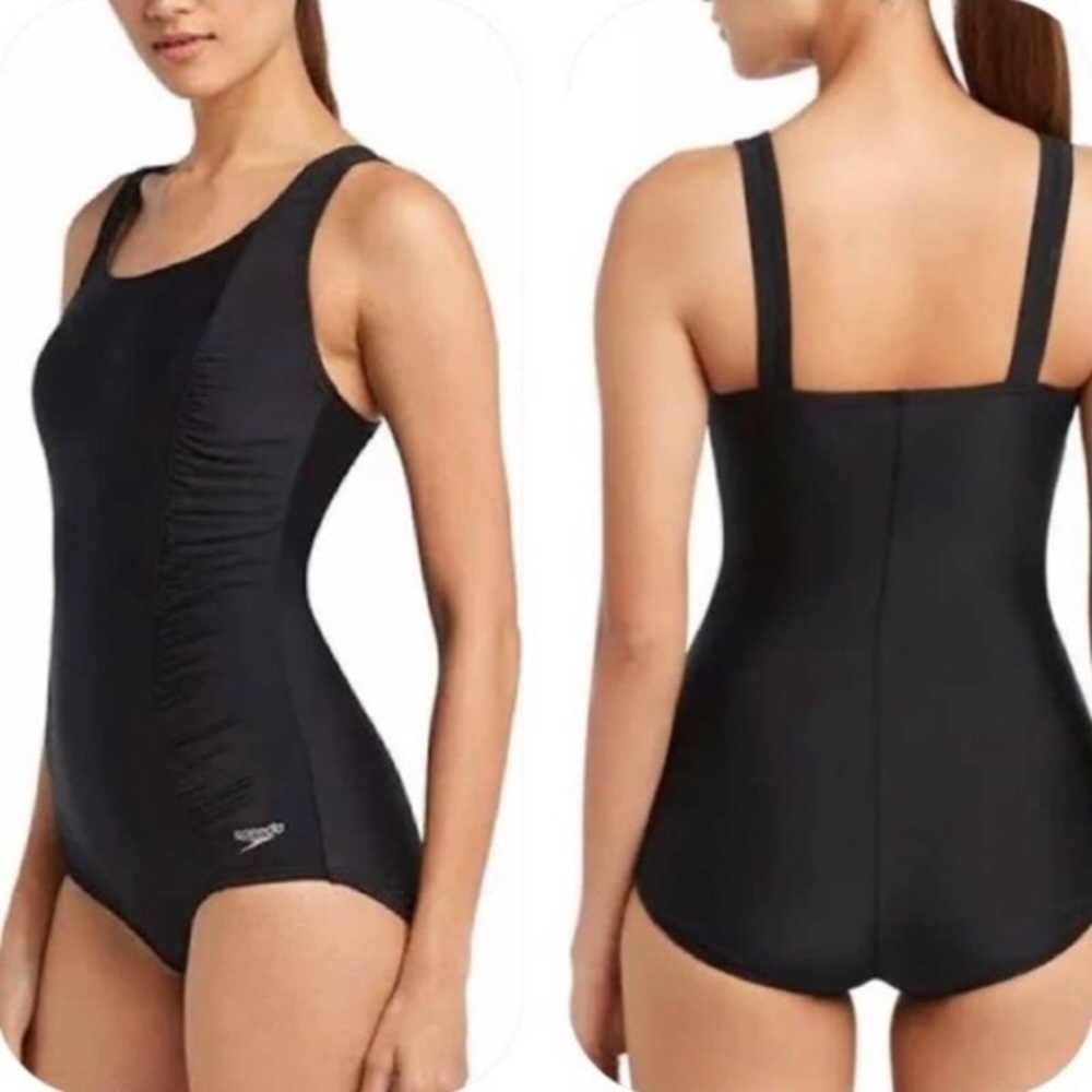 Speedo swimsuit with shirred sides.